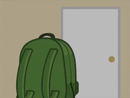 Cartoon Backpack And Bottle With Sad Face GIF
