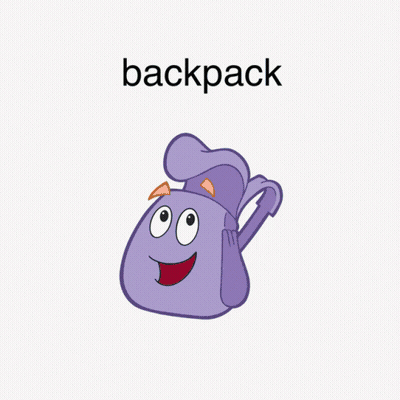 Cartoon Backpack With Face And Arms GIF