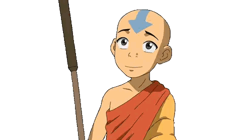 Cartoon Bald Character With Blue Arrow Sticker