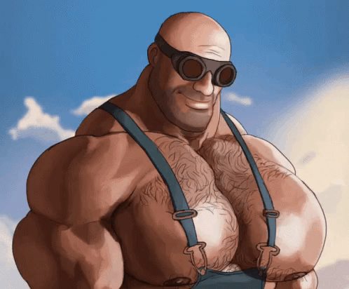 Cartoon Bald Man Wearing Suspenders GIF