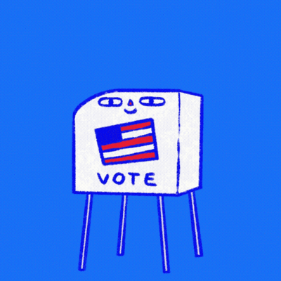 Cartoon Ballot Box Saying Vote GIF