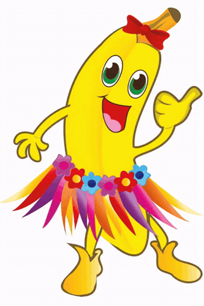 Cartoon Banana In Colorful Skirt GIF