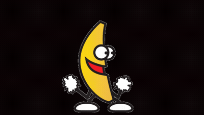 Cartoon Banana With Big Eyes And Arms GIF