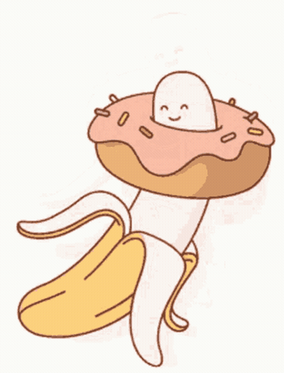 Cartoon Banana With Donut GIF