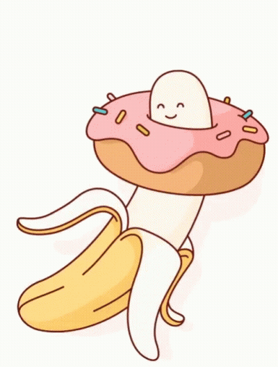 Cartoon Banana With Donut GIF