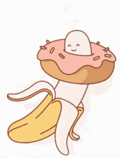 Cartoon Banana With Donut GIF