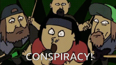 Cartoon Band With Conspiracy Text GIF