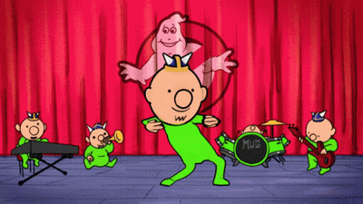 Cartoon Band With Mug On Drum GIF