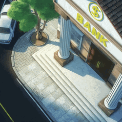 Cartoon Bank Robber Bolting Out GIF
