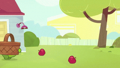 Cartoon Basket Of Apples With Tree GIF