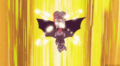 Cartoon Bat Flying On Yellow Background GIF