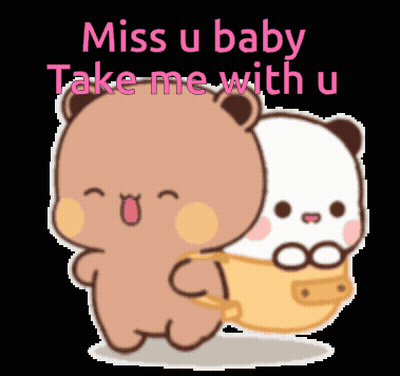 Cartoon Bear Carrying Another Miss U Baby GIF