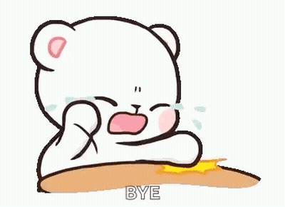 Cartoon Bear Crying At Table Saying Bye GIF
