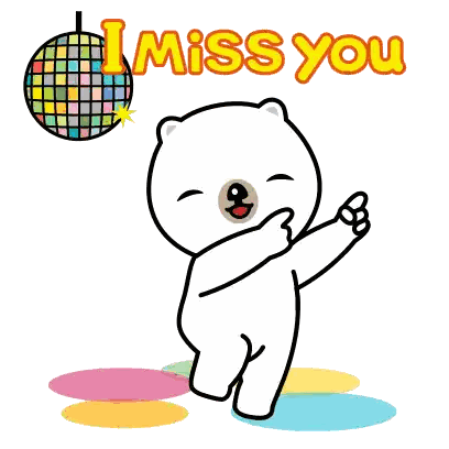 Cartoon Bear Dancing With I Miss You Sticker