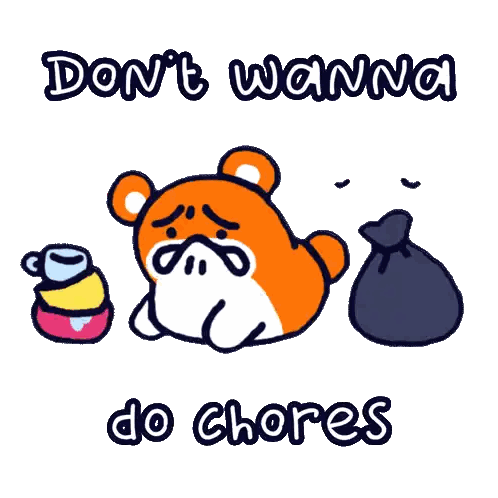 Cartoon Bear Do Chores Sticker