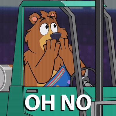 Cartoon Bear Driving Green Truck With Oh No GIF