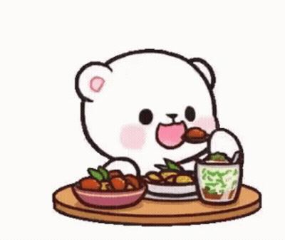 Cartoon Bear Eating And Drinking Tea GIF