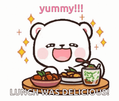 Cartoon Bear Eating Bowl Of Food With Spoon GIF