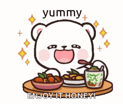 Cartoon Bear Eating Food Yummy Enjoy It Honey GIF