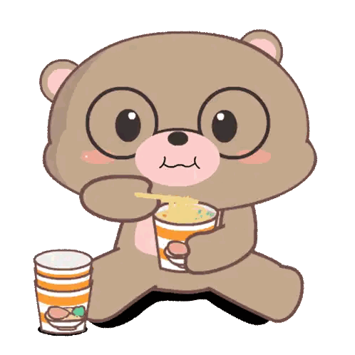 Cartoon Bear Eating Noodles Sticker