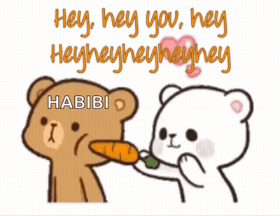 Cartoon Bear Giving Carrot With Hey Habibi GIF
