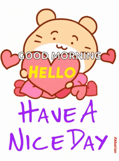 Cartoon Bear Heart Good Morning Have Nice Day GIF