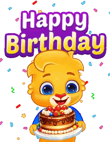 Cartoon Bear Holding Birthday Cake Sticker