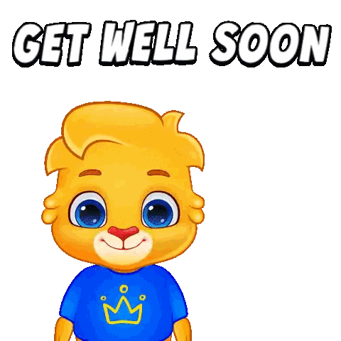 Cartoon Bear Holding Flowers Get Well Sticker