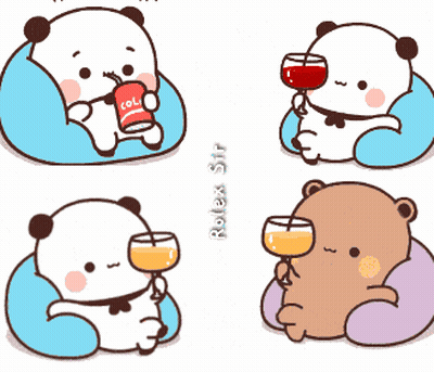 Cartoon Bear Holding Glass Of Wine GIF