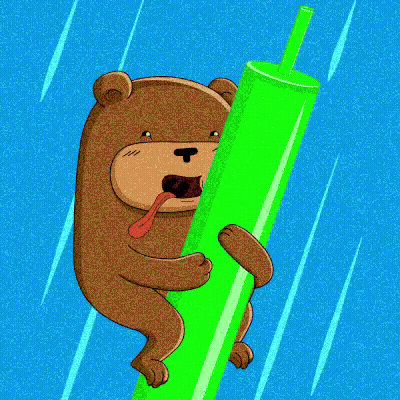 Cartoon Bear Holding Green Tube GIF