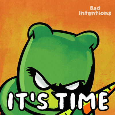 Cartoon Bear Holding Guitar It's Time GIF
