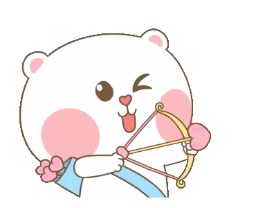 Cartoon Bear Holding Heart Bow And Arrow Sticker