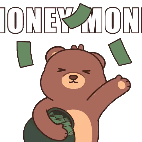 Cartoon Bear Holding Money Sticker