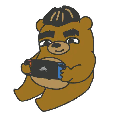 Cartoon Bear Holding Nintendo Switch Sticker