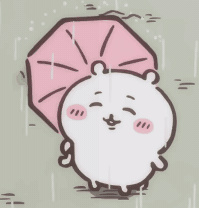 Cartoon Bear Holding Pink Umbrella GIF