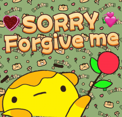 Cartoon Bear Holding Red Rose Saying Sorry Forgive Me GIF