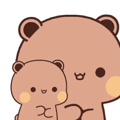 Cartoon Bear Holding Smaller Bear With X Sticker