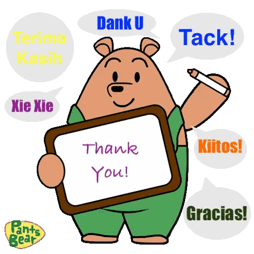 Cartoon Bear Holding Thank You Sign Sticker