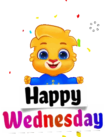 Cartoon Bear In Blue Happy Wednesday Shirt Sticker