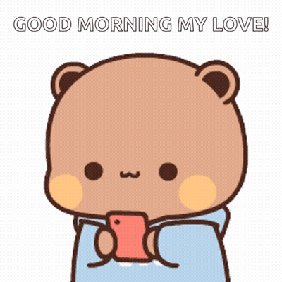 Cartoon Bear In Blue Shirt Bubu Holding Rice GIF