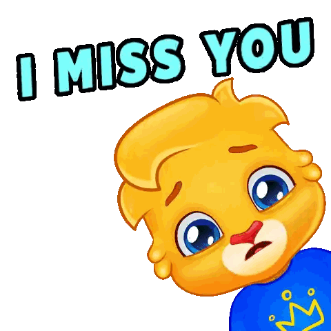 Cartoon Bear In Blue Shirt Saying I Miss You Sticker