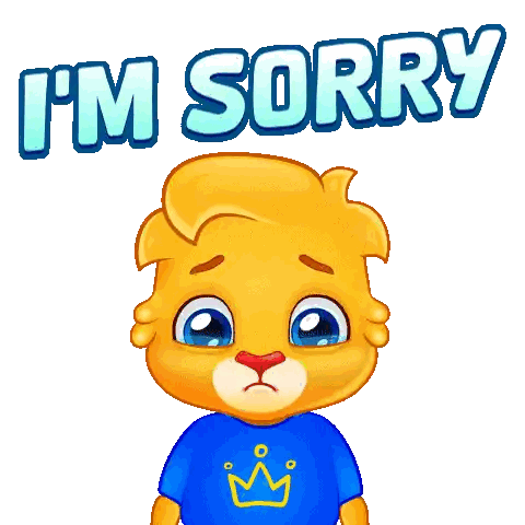 Cartoon Bear In Blue Shirt Saying Sorry Sticker