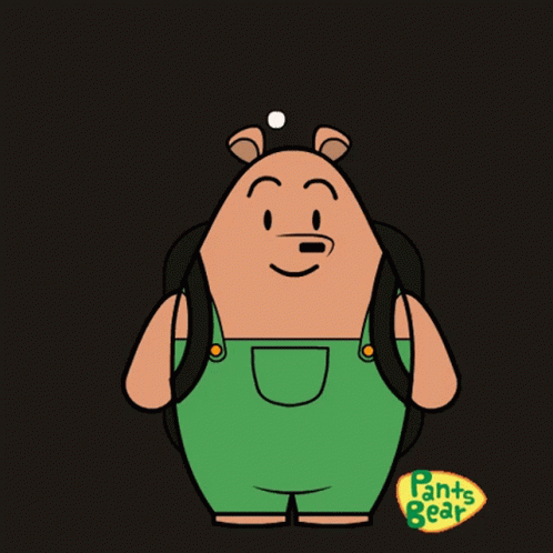 Cartoon Bear In Green Overalls Saying Back To School GIF