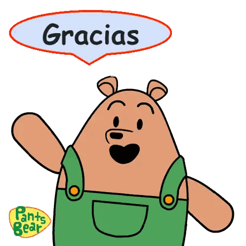 Cartoon Bear In Green Overalls With Gracias Bubble Sticker