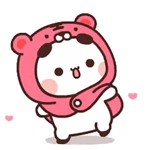Cartoon Bear In Pink Costume Holding Backpack Sticker