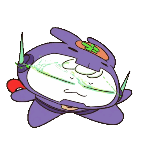 Cartoon Bear In Purple Suit With Green Leaf Sticker