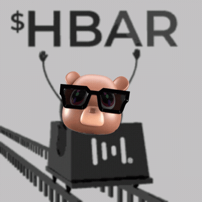 Cartoon Bear In Sunglasses On Roller Coaster With Hbar GIF
