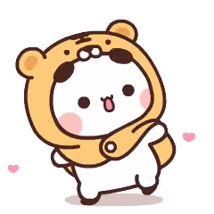 Cartoon Bear In Tiger Costume And Scarf Sticker