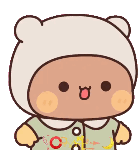 Cartoon Bear In White Hat And Green Shirt Sticker