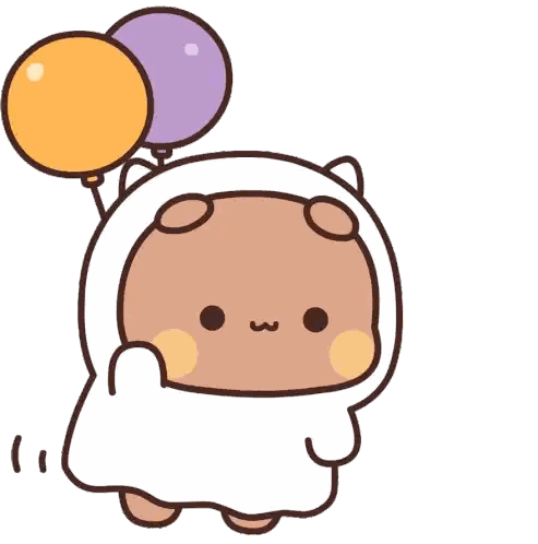 Cartoon Bear In White Hoodie Holding Balloons Sticker